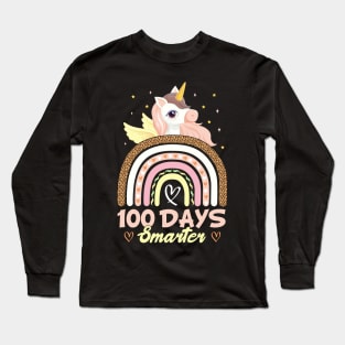 100 Days of School Colorful  Unicorn Lovers Gift For Kids Students And Teacher Long Sleeve T-Shirt